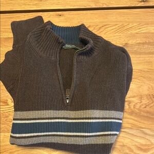 Eddie Bauer Brown and Blue Zip Up Sweater